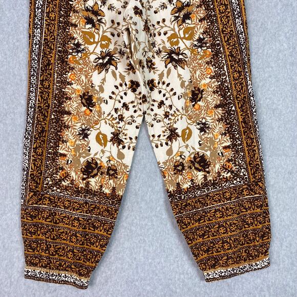 Anthropologie Printed Floral Linen Blend High Waisted Joggers Size 8 - Picture 8 of 10
